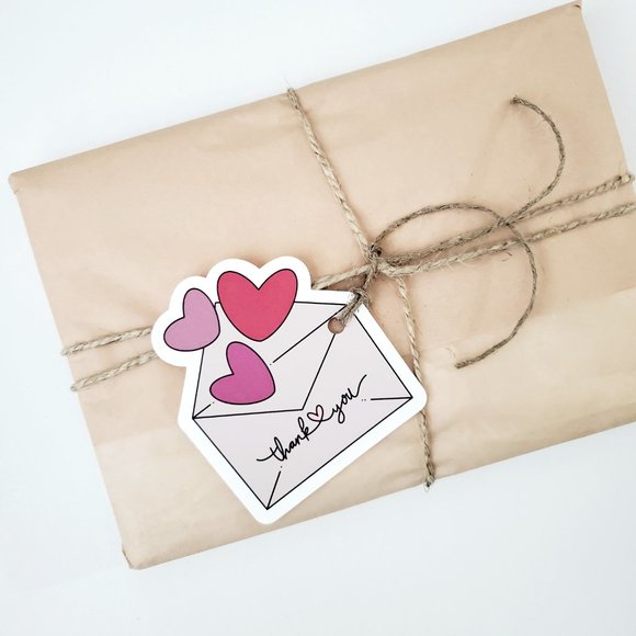 LB066 HANG TAGS Lots of Love Heart Envelope Says Thank You [Price Firm] - Picture 3 of 10